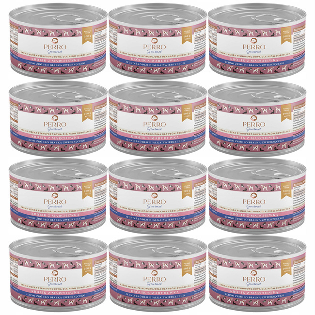 PERRO Gourmet Karma mokra dla psa Królik z marchewką 12 x 200g