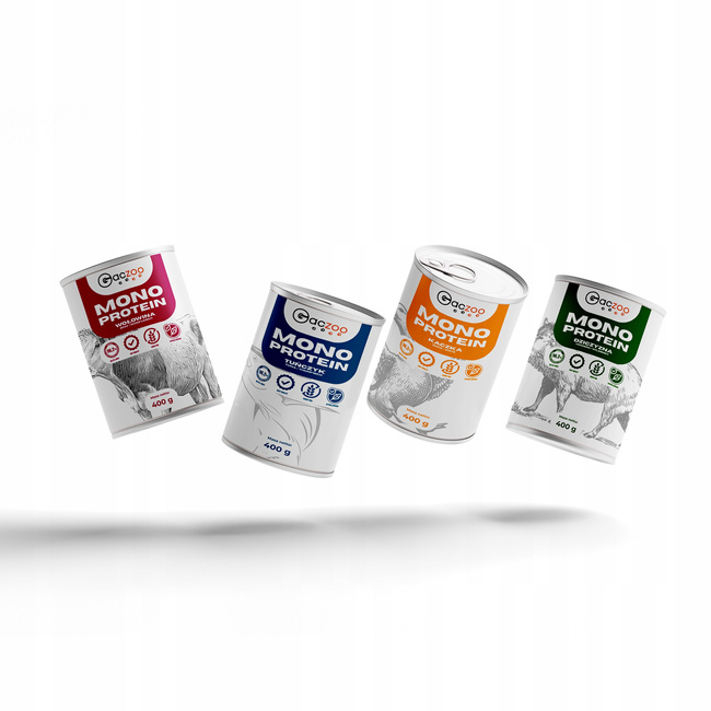 Gaczoo MONO PROTEIN monobiałkowa karma mokra dla psa mix smaków 6 x 400g