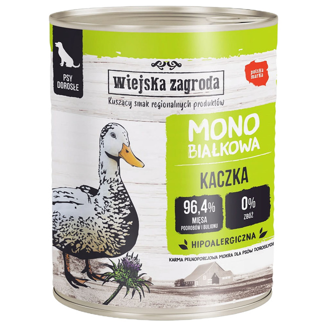 WIEJSKA ZAGRODA Monobiałkowa Kaczka karma mokra dla psa 6 x 800g