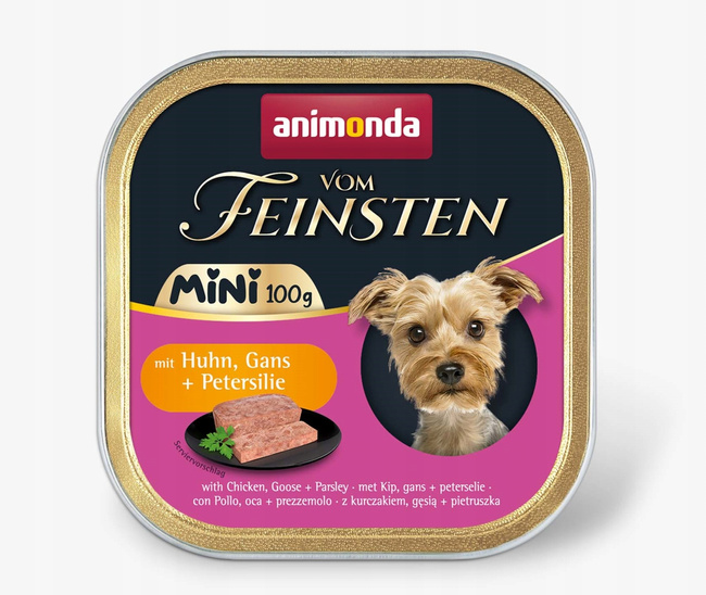 ANIMONDA Vom Feinsten Mini mokra karma psa 12 x 100g Kurczak Gęś Pietruszka