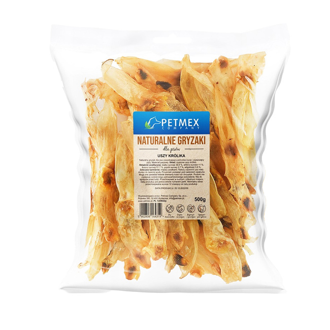 PETMEX Ucho Królika Naturalny Gryzak dla psa 500g