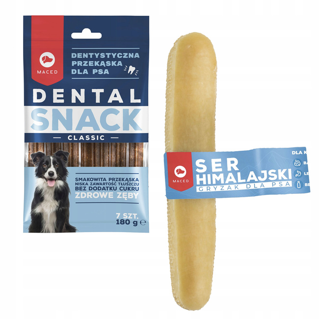 MACED Zestaw przysmaków dla psa Dental Snack 180g + Ser himalajski rozm.M