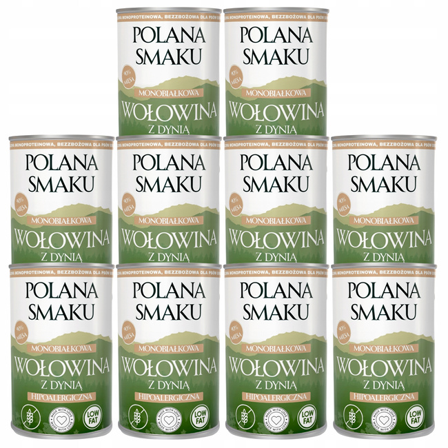 Mokra karma monobiałkowa dla psa Polana Smaku Wołowina z dynią 10 x 400g