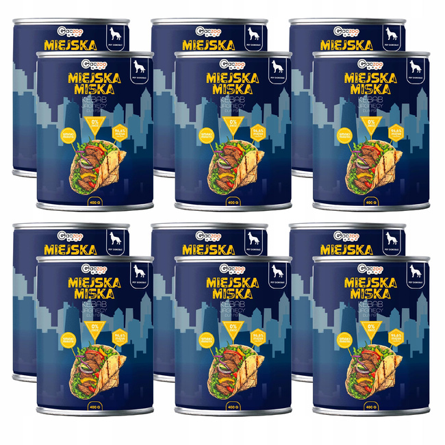 Gaczoo Miejska Miska bez zbóż karma mokra dla psa Kebab Jagnięcy 12 x 400g