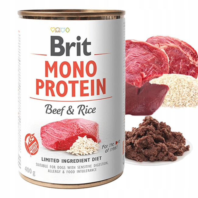 Brit Mono Protein 12 x 400g Beef Rice mokra karma dla psa