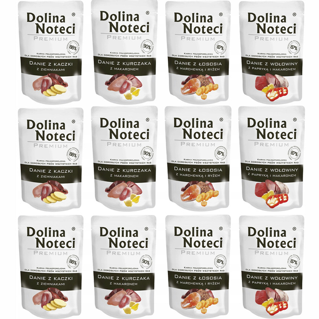 DOLINA NOTECI Premium Karma mokra dla psa danie Mix Smaków 12 x 300g Bezzbożowa