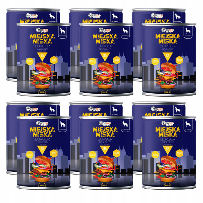 Gaczoo Miejska Miska bezzbożowa karma mokra dla psa Burger Wołowy 12 x 400g