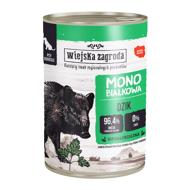 WIEJSKA ZAGRODA Karma mokra dla psa MONO PROTEIN Dzik 400g