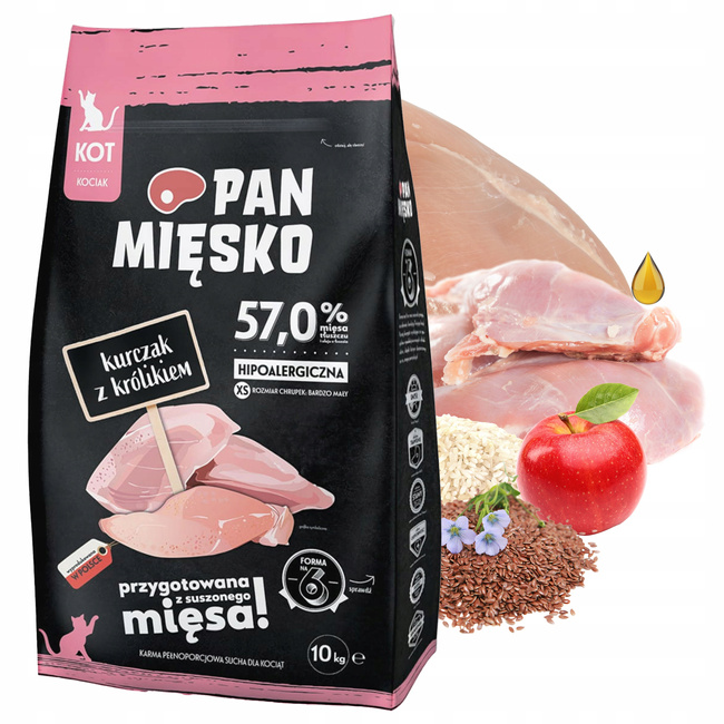 PAN MIĘSKO Karma sucha dla kociąt mix smaków 10 kg Bezzbożowa