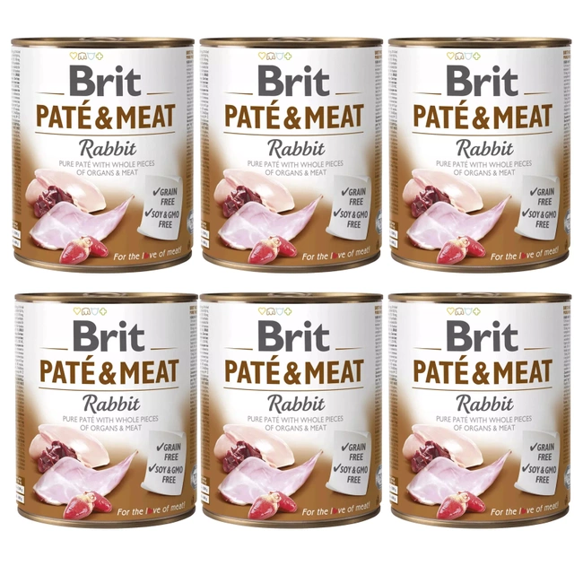 BRIT PATE & MEAT Karma mokra dla psa Królik 6 x 800g Bezzbożowa