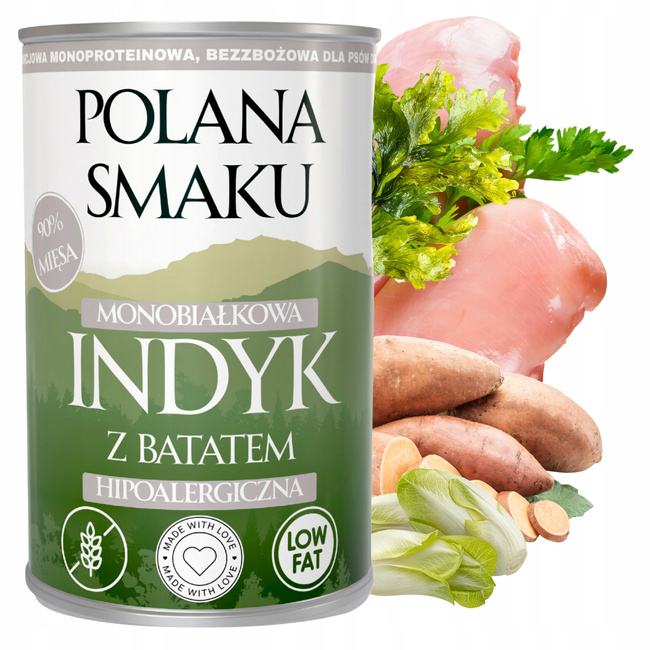 Mokra karma monobiałkowa dla psa Polana Smaku 20 x 400g mix smaków