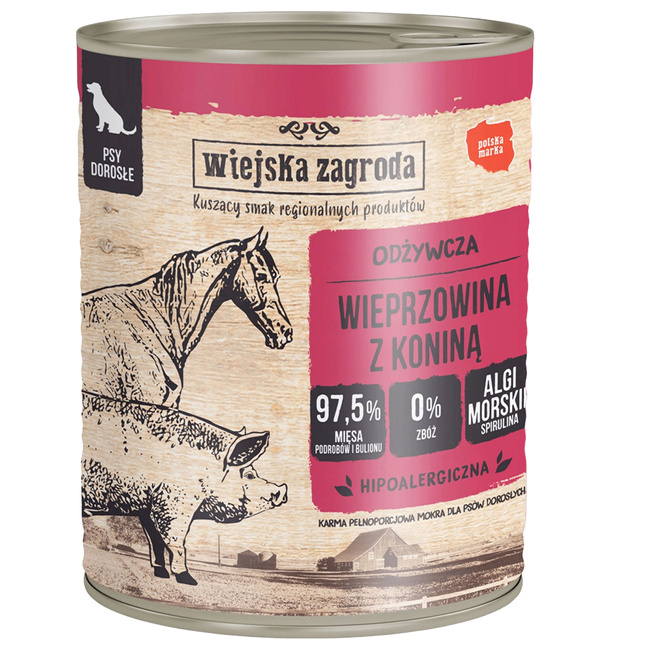 WIEJSKA ZAGRODA Mix Smaków karma dla psa mokra puszka 20 x 800g bezzbożowa