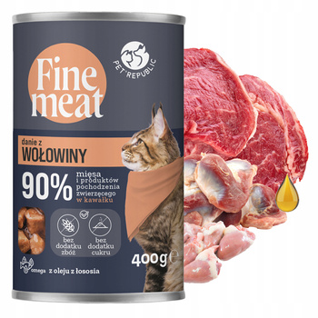 PET REPUBLIC FINE MEAT karma mokra dla kota kawałki w sosie Wołowina 400g Bezzbożowa