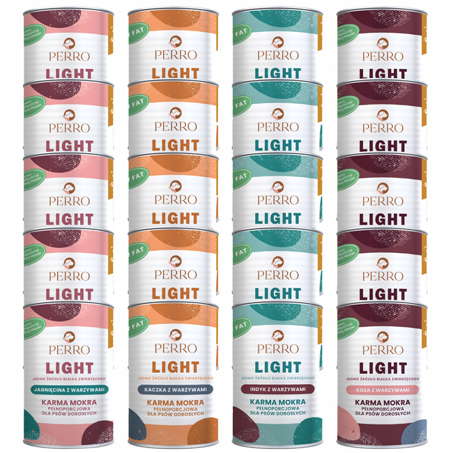 PERRO Light Monobiałkowa karma mokra dla psa mix smaków 20 x 400g
