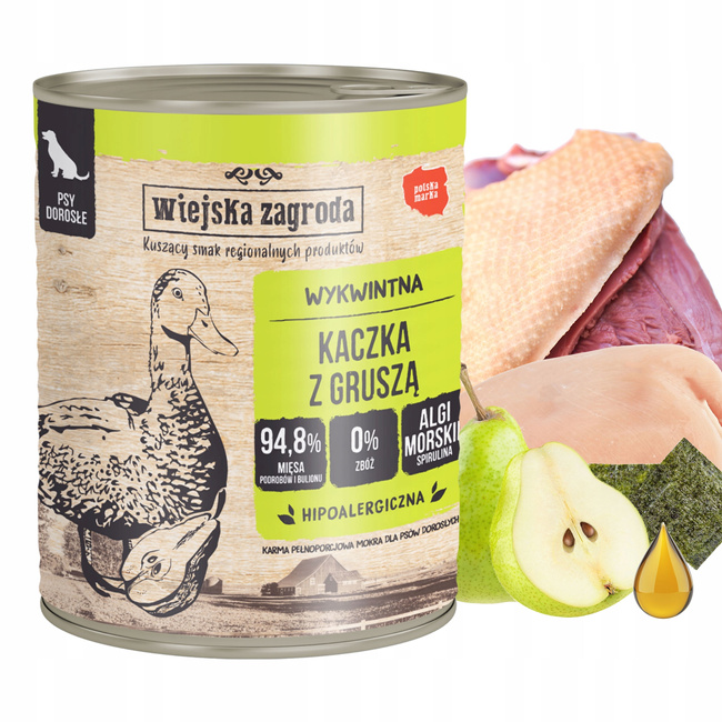WIEJSKA ZAGRODA Mix Smaków karma dla psa mokra puszka 8 x 800g bezzbożowa