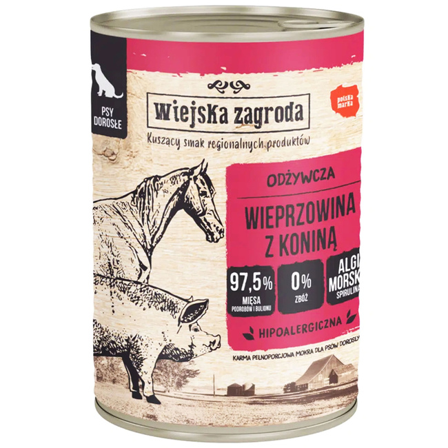 WIEJSKA ZAGRODA Mix Smaków karma dla psa mokra 24 x 400g bezzbożowa