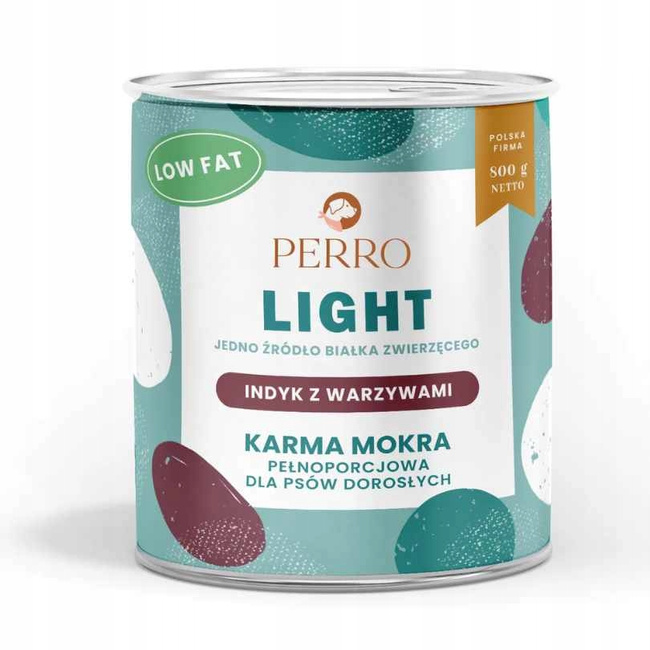 Perro LIGHT Monobiałkowa karma mokra dla psa indyk warzywa 800g