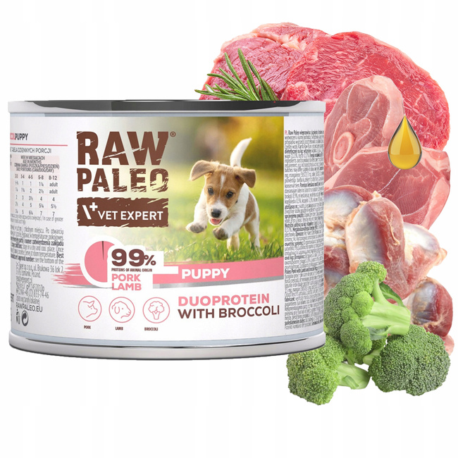 RAW PALEO PUPPY Duoprotein Wieprzowina Jagnięcina karma dla psa mokra 200g