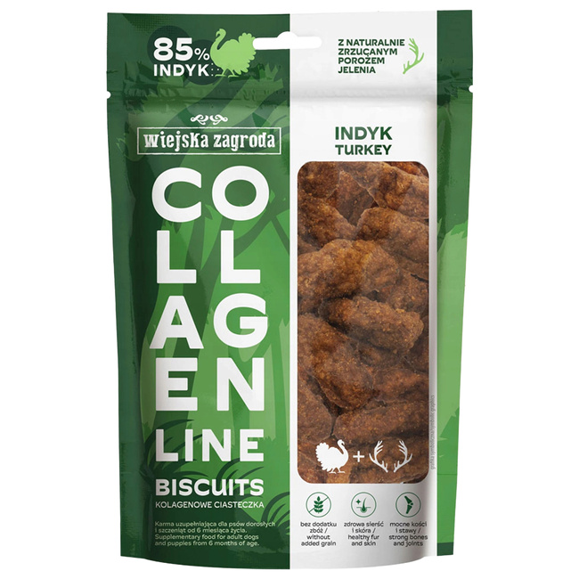 WIEJSKA ZAGRODA COLLAGEN Ciasteczka kolagenowe przysmak dla psa Indyk 90g