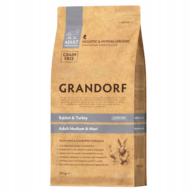 GRANDORF DOG MEDIUM&MAXI ADULT karma sucha dla psa Królik Indyk 10 kg