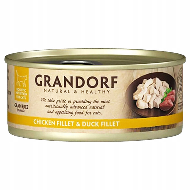 GRANDORF zdrowa karma mokra dla kota Kurczak Kaczka 6 x 70g Bezzbożowa