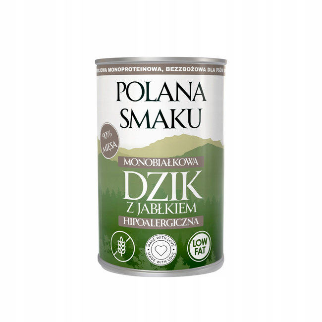 Mokra karma monobiałkowa dla psa Polana Smaku Dzik z jabłkiem 400g