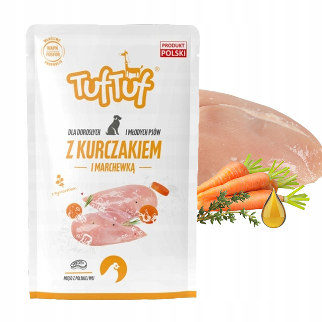 TUF TUF Karma mokra dla psa saszetka Kurczak Marchewka 100g BULT