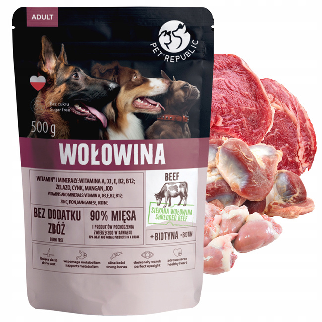 PET REPUBLIC karma mokra dla psa Wołowina 500g Bezzbożowa