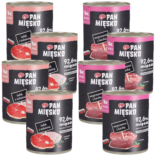 PAN MIĘSKO Karma mokra dla szczeniąt Mix smaków 8 x 800g Bezzbożowa