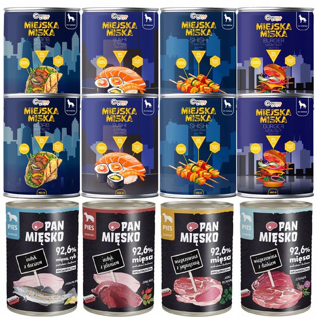 Pan Mięsko Miejska Miska Gaczoo karma mokra dla psa mix smaków 12 x 400g