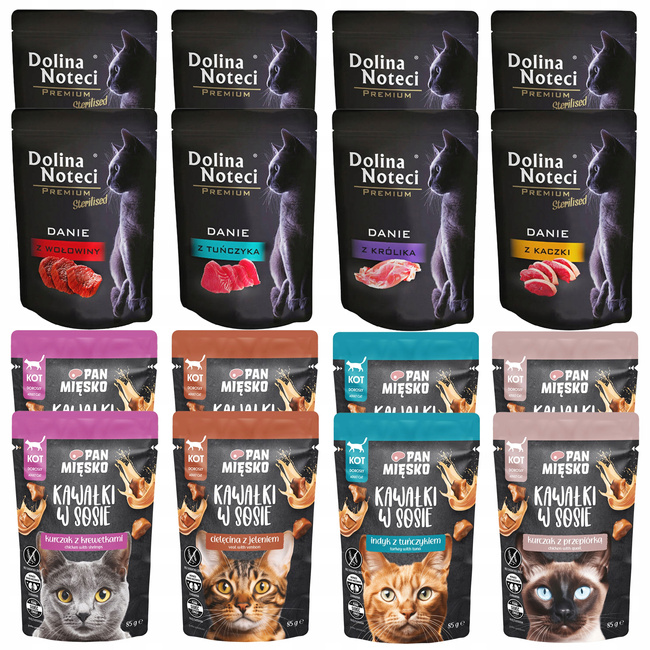 PAN MIĘSKO DOLINA NOTECI Mokra karma dla kota Mix Smaków 16 x 85g bez zbóż