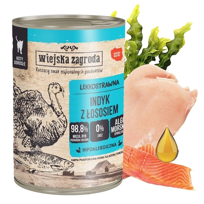 WIEJSKA ZAGRODA Karma mokra dla kota mix smaków 24 x 400g Bezzbożowa