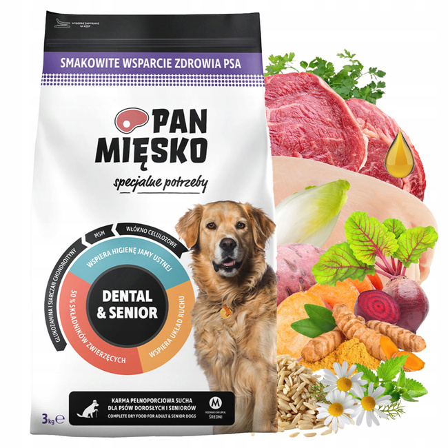 Pan Mięsko Sucha Karma dla psa seniora Dental Senior 3 kg M