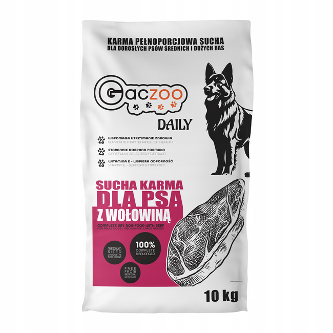 Sucha karma dla psa Gaczoo Daily Wołowina 10 kg Adult Dog z Witaminami