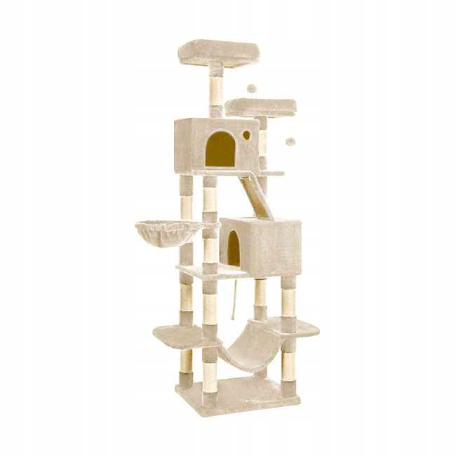 Drapak dla kota Gaczoo wysoki wieża legowisko beżowy 60 x 50 x 206 cm