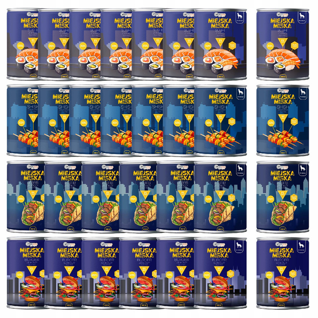 Gaczoo Miejska Miska bezzbożowa karma mokra dla psa Mix smaków 30 x 400g