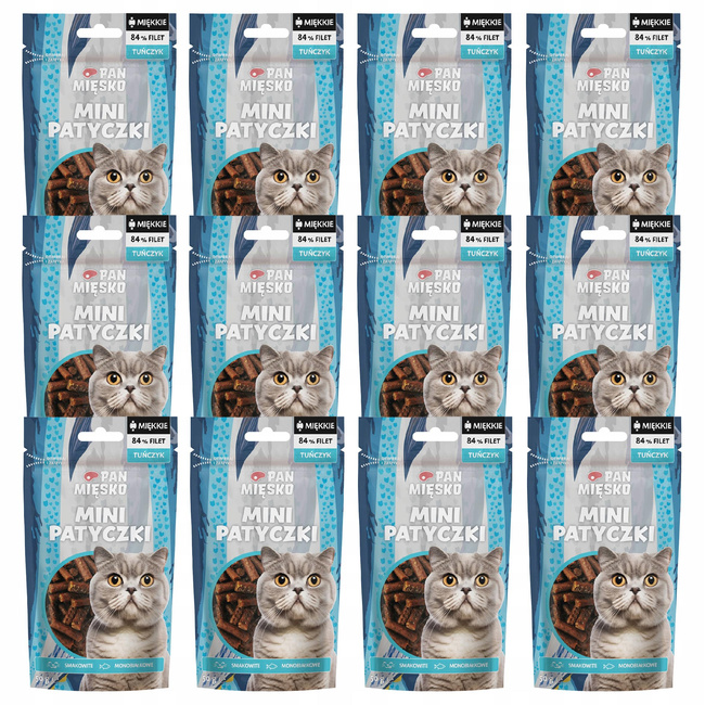 PAN MIĘSKO Mini Patyczki Naturalny przysmak dla kota Tuńczyk 12 x 50g
