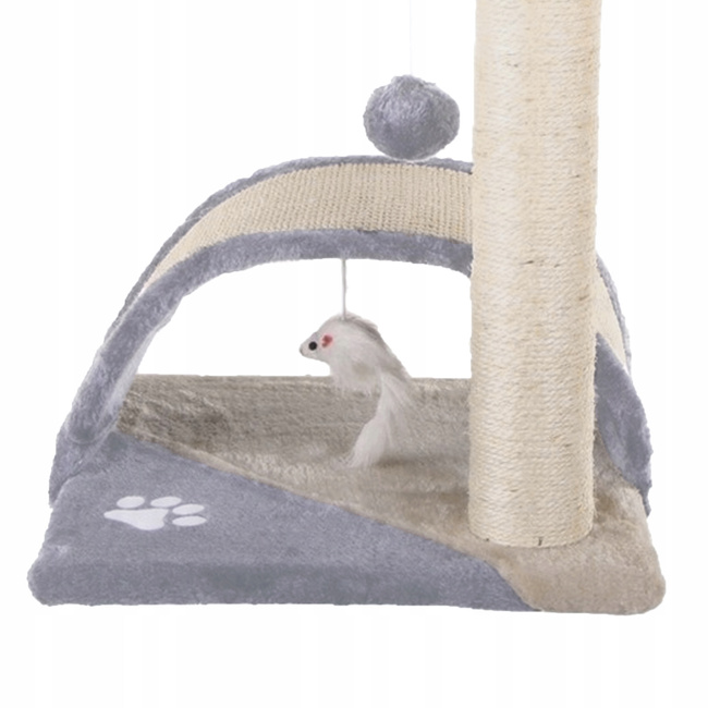 Drapak dla kota Gaczoo z podstawką i zabawką jasny szary 35 x 35 x 42 cm