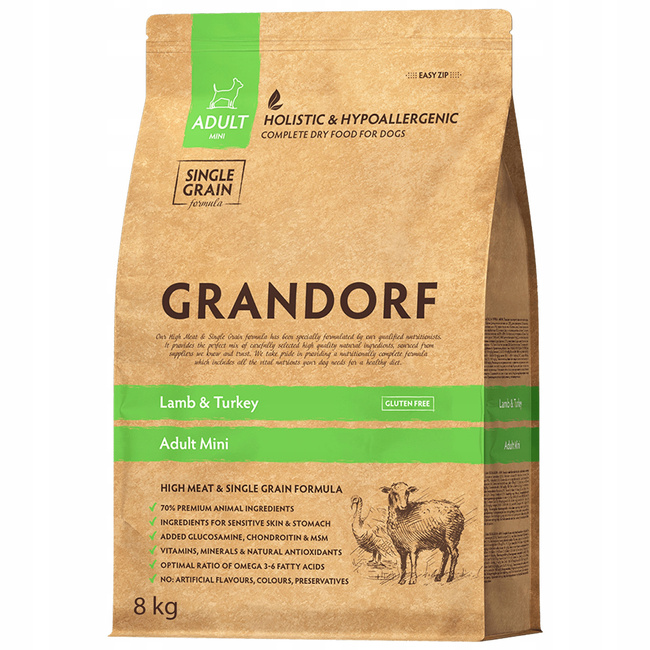 GRANDORF MINI karma sucha dla psa Jagnięcina Indyk 8 kg