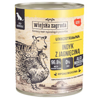 WIEJSKA ZAGRODA Karma mokra dla psa Indyk Jagnięcina 800g Bezzbożowa