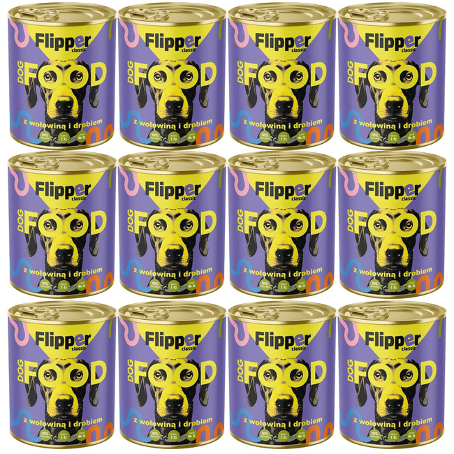 FLIPPER Mokra karma dla psa Dolina Noteci Wołowina Drób 12 x 800g