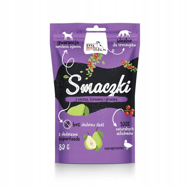 Syta Micha smaczki przysmak dla psa kaczka żurawina gruszka 80g