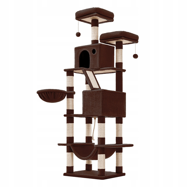 Drapak dla kota Gaczoo wysoki wieża legowisko brązowy 60 x 50 x 206 cm