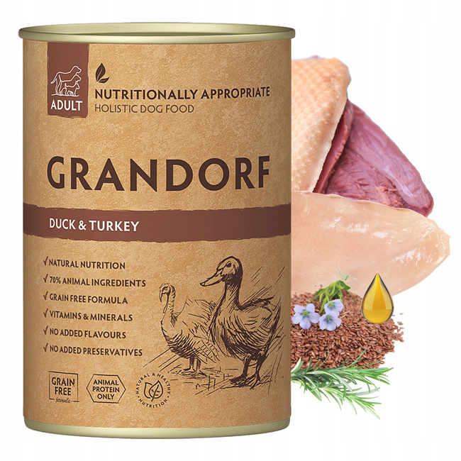 GRANDORF DOG karma mokra dla psa mix smaków 48 x 400g + LEGOWISKO XL