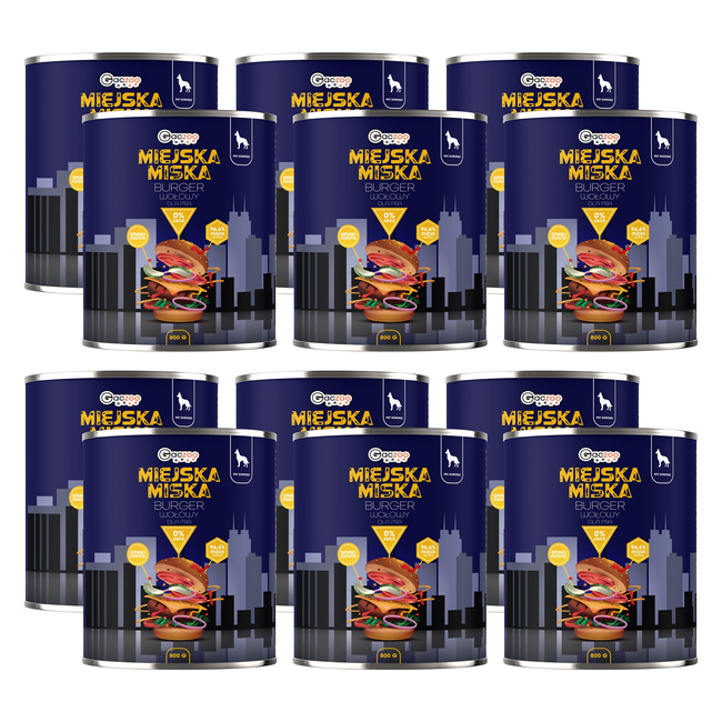 Gaczoo Miejska Miska bezzbożowa karma mokra dla psa Burger Wołowy 12 x 800g