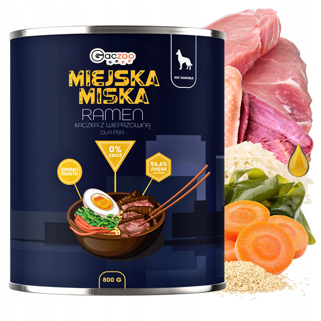 Gaczoo Miejska Miska bezzbożowa karma mokra dla psa Ramen 12 x 800g