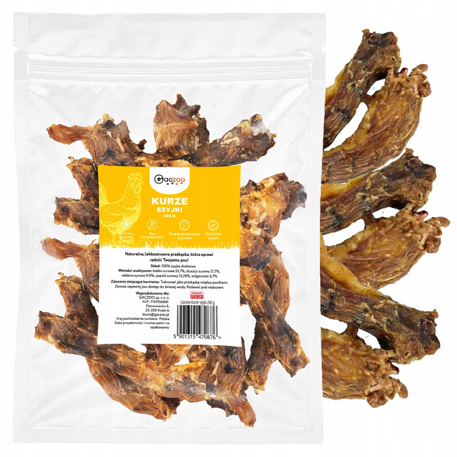 Przysmak dla psa Kurze Szyjki 200g GACZOO 100% naturalny gryzak