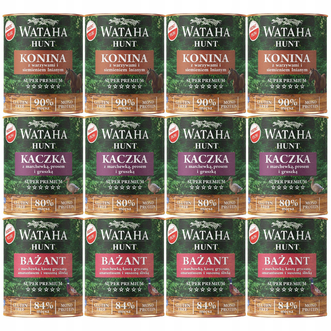 WATAHA HUNT Adult mokra karma dla psa Mix Smaków 12 x 800g zdrowa