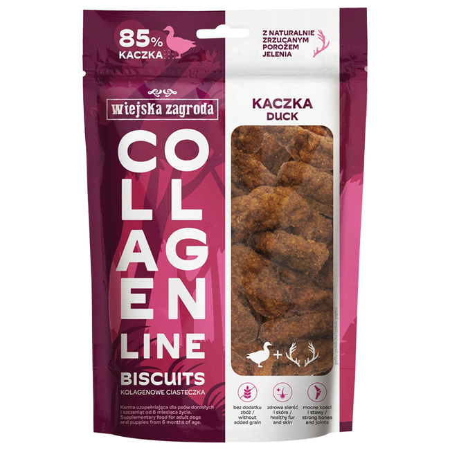 WIEJSKA ZAGRODA COLLAGEN Ciasteczka kolagenowe przysmak dla psa Kaczka 90g