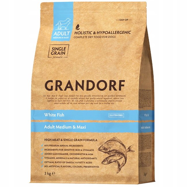GRANDORF DOG MEDIUM&MAXI ADULT karma sucha dla psa Białoryby 3 kg